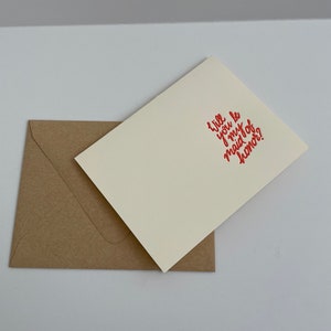 Will You Be My Maid of Honor Letterpress Printed Greeting Card with Envelope Red