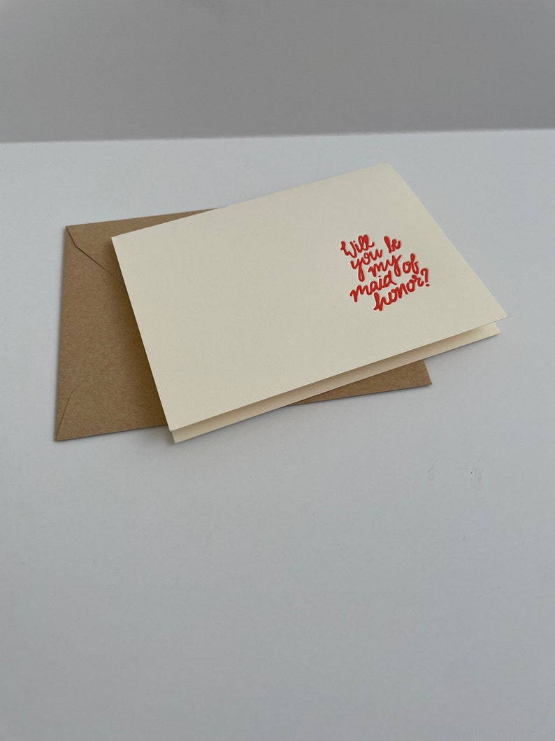 Will You Be My Maid of Honor Letterpress Printed Greeting Card with Envelope image 5