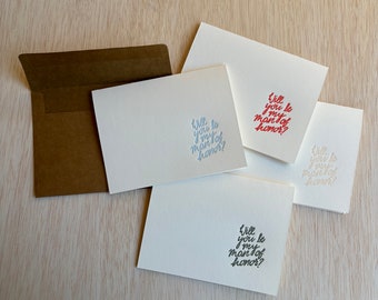 Serez-vous mon homme d&#39;honneur - Carte de voeux imprimée en typographie avec enveloppe