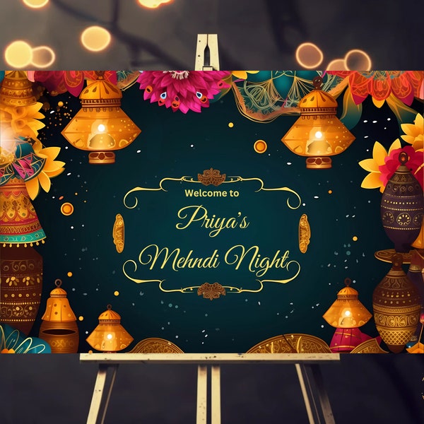 Mehndi Welcome Sign, Mehndi Props, Mehndi Decor, Mehndi Board, Mehdni Welcome Board