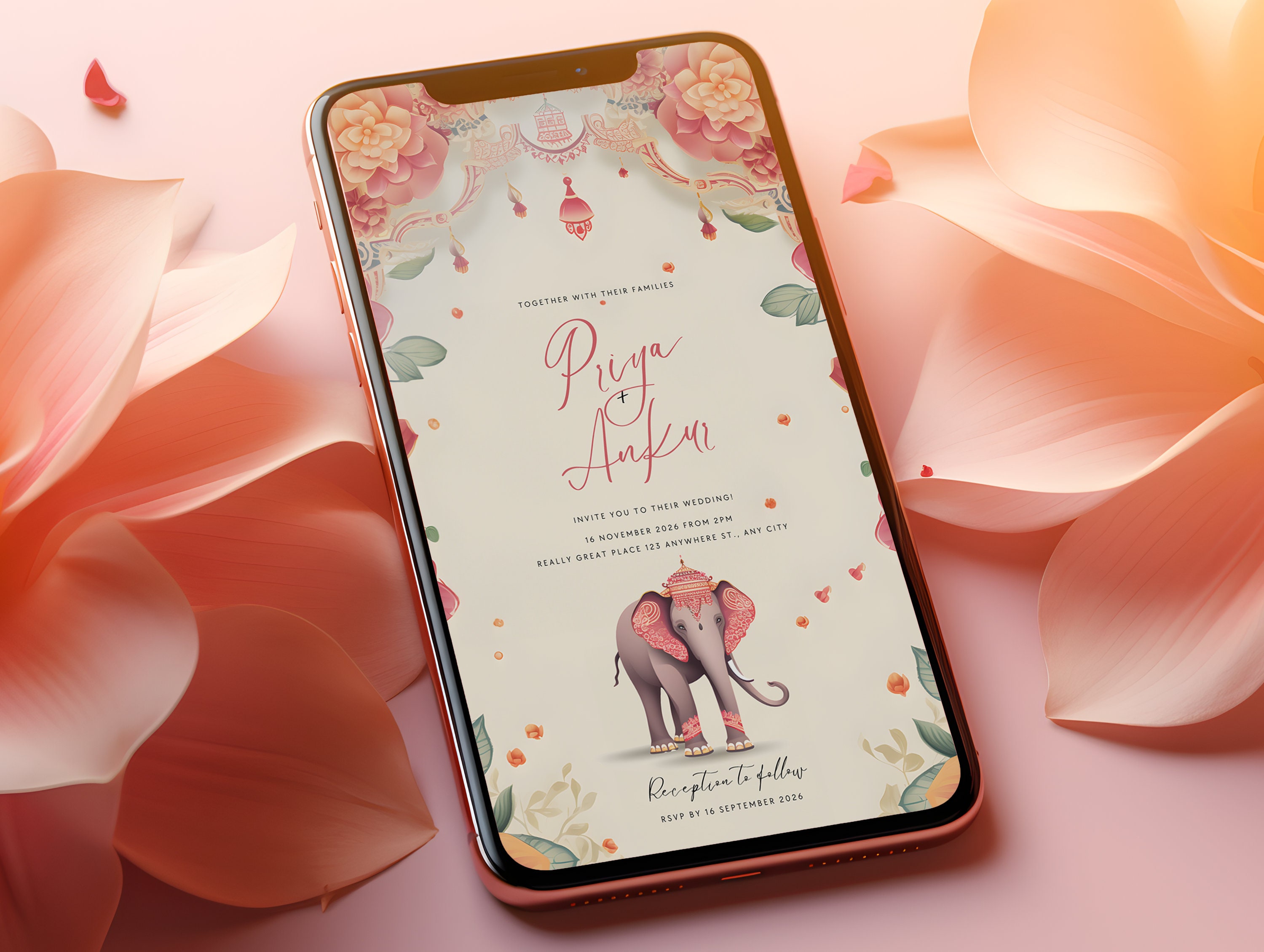 Indian Wedding Invitation Animated Digital & Printable, Punjabi Card Invite | Wedding Animated, Pooja Card Invite, Hindu Cards Wedding