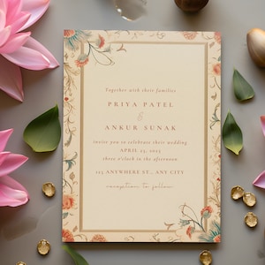 Faire-part de mariage indien animé numérique et imprimable | Tamil Invite Wedding, Punjabi Card Invite, Nikah Digital Invite, Carte de fiançailles