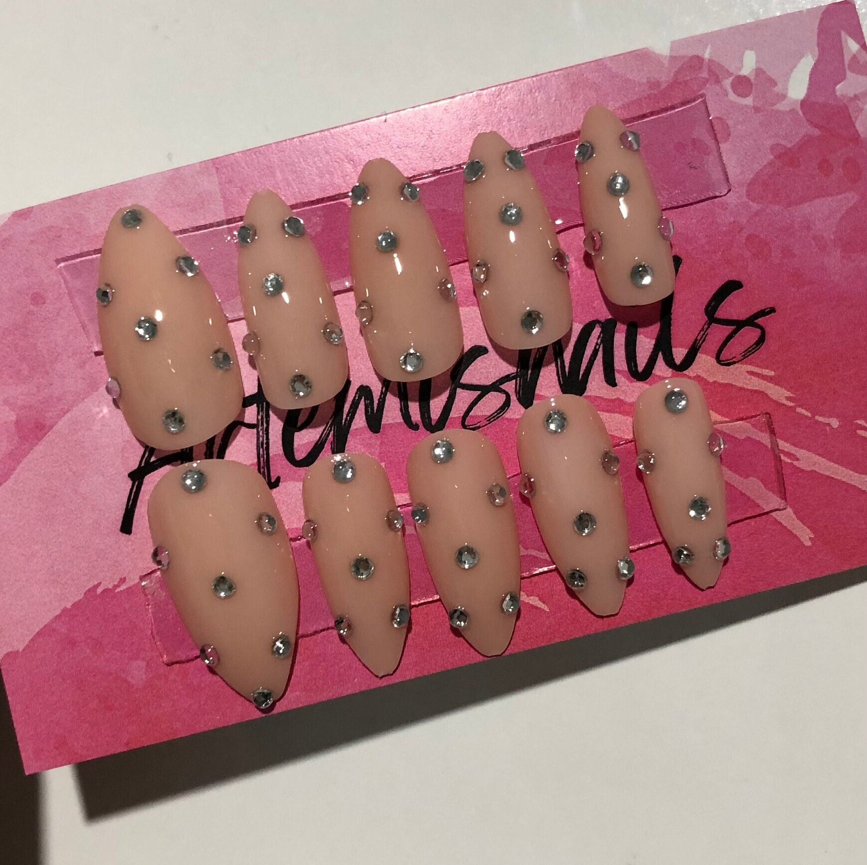 Rhinestone Gel Press on Nails / Cassie Nails Etsy