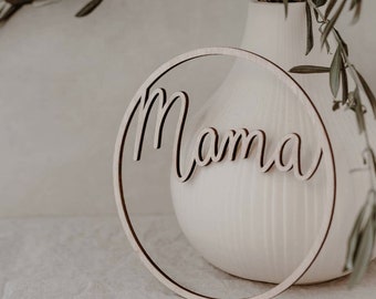 Holzkranz Mama - Schriftzug Mama - Geschenk für Mama , Schwangere , zur Geburt, Muttertagsgeschenk für Mama