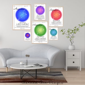 Custom Aura Leo Zodiac Mom Art Personalized Constellation Sign Printable Art Mother's Day Customize Zodiac Leo Mom Birthday Gift Wall