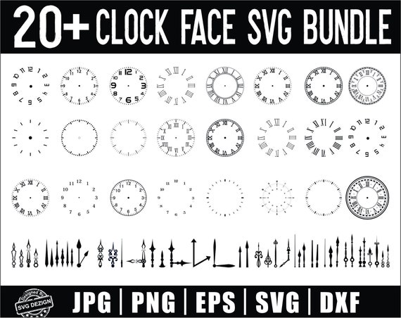 Clock Face SVG Bundle, Clock Face, Clock Face Clipart, Clock Face Cut File for Cricut, Roman Clock Number Svg, Clock Hands, Svg, Jpg Png,Dxf