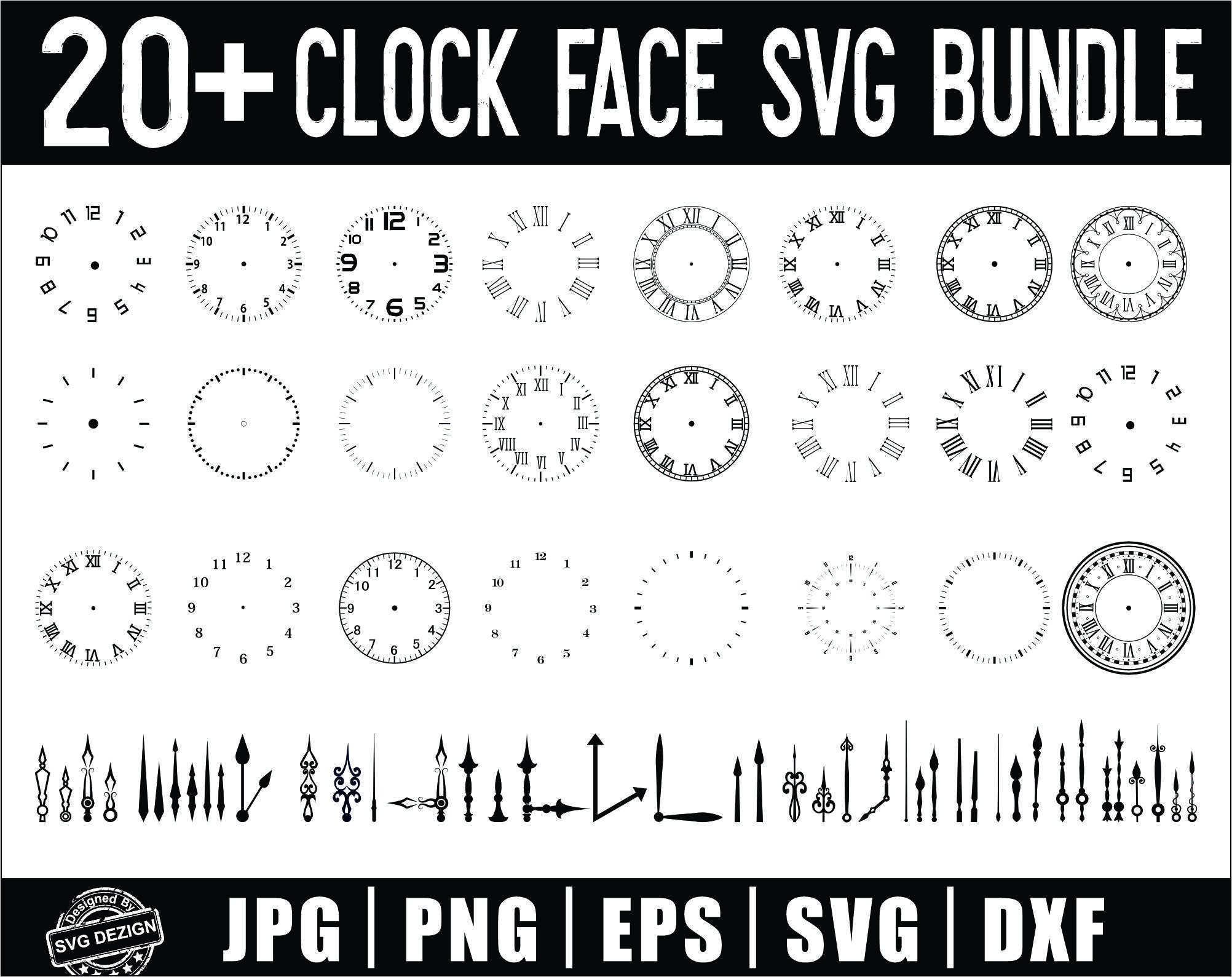 CLOCK FACE SVG Bundle, Clock face clipart, Clock face svg for Cricut, Clock  face svg cut files, clock face silhouette