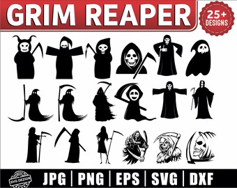 Grim Reaper Svg, Grim Reaper Bundle, Reaper Death Svg, Reaper Skeleton Svg, Skull Reaper Svg, Halloween Ghosts Svg, Cute Grim Reaper Svg.