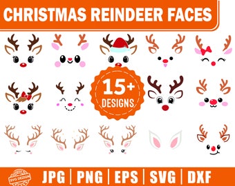 Christmas Reindeer SVG Bundle, Cute Reindeer Faces, Reindeer Svg, Girl Reindeer Svg, Boy Reindeer Svg, Christmas 2023, Reindeer Candy Cane.