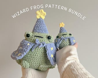 Wizard Frog Crochet Pattern Bundle / Chunky Crochet Wizard Mage / US PDF Pattern Set