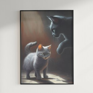 Captivating Cat Pouncing Digital Printable Art Design Digital Prints Instant Digital Download, Wall décor!