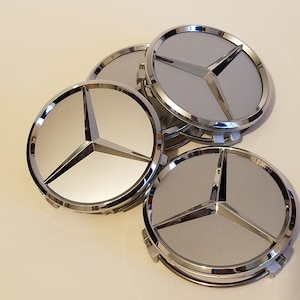 Silver Chrome Logo Mercedes AMG Star 75mm Wheel Center Rim Hub Caps hubcap 4pcs
