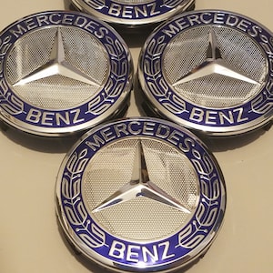 Blue Wreath Mercedes Benz AMG 75mm Wheel Center Rim Hub Caps hubcap 4pcs