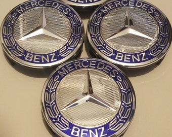 Blue Wreath Mercedes Benz AMG 75mm Wheel Center Rim Hub Caps hubcap 4pcs