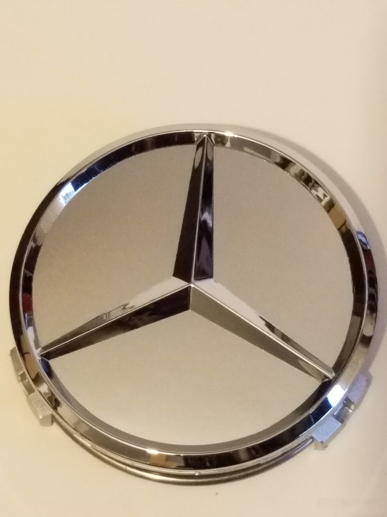 4x 75mm Silver Chrome Mercedes-Benz Wheel Center Caps – Gloss Star Emblem, No Tools