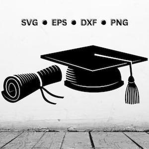 Graduation Cap SVG | Graduation Diploma SVG | Graduation Digital Vector Cut File for Cricut or Laser | Instant Download Svg Png Dxf Eps