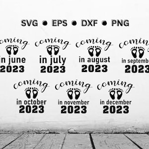 Schwangerschaftsankündigung SVG | Baby kommt im Jahr 2023 PNG | Schwangerschaft Digitale Vektordatei für Cricut | Sofort Download