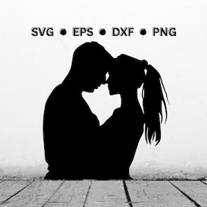 カップルのシルエット SVG | 恋人たちの SVG デジタル ベクター カット ファイル (Cricut またはレーザー用) | ウェディング PNG Dxf Eps | デジタル ダウンロード