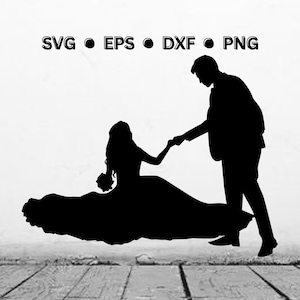 Bride and Groom SVG | Bride and Groom Silhouette | Married Digital Vector Cut File for Cricut or Laser | Wedding Download Png Eps Dxf