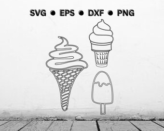Eiscreme Bundle SVG | Digitale Vektor-Schnitt-Datei | Eis Png Dxf Eps | Eistüte | Popsicle Digital Download für Cricut oder Laser