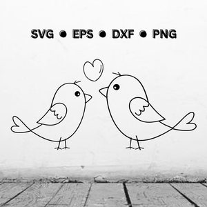 Lovebirds SVG / Lovers SVG Digital Vector Cut File para Cricut o Laser / Wedding Couple Png Dxf Eps / Love Birds Descarga digital