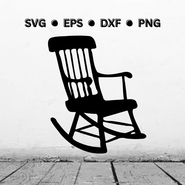 Rocking Chair SVG | Antique Vintage Rocking Chair Silhouette SVG | Digital Vector File for Cricut or Laser | Nursery Decor Png