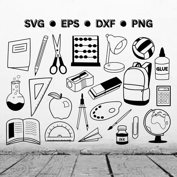 School BUNDLE SVG | Back to School SVG | Digital Vector File for Cricut | Kids Teacher School Supplies Svg Png Eps Dxf | Digital Download