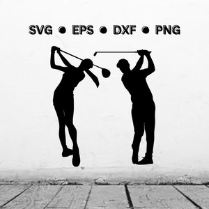 Golf-SVG | Vrouwelijke en mannelijke golfer SVG | Golfsilhouet | Golfpng | Golf-Dxf | Golfeps | Digitale download voor Cricut