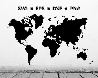 World Map SVG | World Map SVG Laser Cut Vector File | World Map Png | World Map Eps | World Map Dxf | World Map Instant Download for Cricut