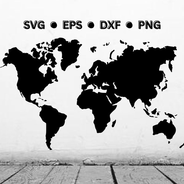 World Map SVG | World Map SVG Laser Cut Vector File | World Map Png | World Map Eps | World Map Dxf | World Map Instant Download for Cricut