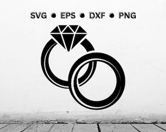 Wedding Rings SVG Digital Vector File | Wedding Ring | Diamond Ring Png Dxf Eps | Wedding Bands Digital Download for Cricut