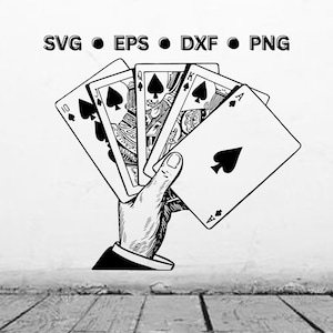 Spielkarten SVG Digitale Vektordatei | Royal Flush SVG | Hand der Karten SVG Png Dxf Eps | Poker Digital Download für Cricut