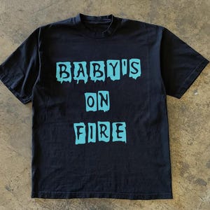 Brian Eno 1970s &quot;Baby&#39;s on Fire&quot; Vintage Style Rock Tee