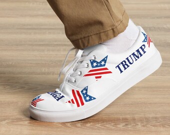 Men&#39;s Trump 2024 Canvas Shoes, MAGA Patriotic Lace-up Sneakers, Political Conservative Republican Make America Great Again Gift