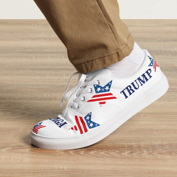 Men's Trump 2024 Canvas Shoes, MAGA Patriotic Lace-up Sneakers, Political Conservative Republican Make America Great Again Gift