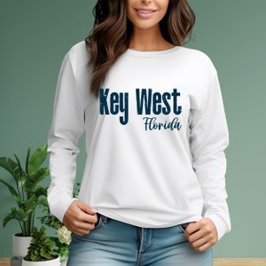 Key West Long Sleeve Tshirt, Florida Beach Shirt, Key West T Shirt, Beachy LS tshirt, Key West Crewneck, Beach Lover Gift for Her