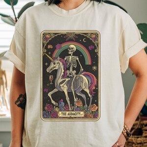 The Audacity Skeleton Shirt, Tarot Card Tee, Comfort Colors®, Skeleton Tarot Design, Funny Tarot Shirt, Gothic Skeleton Tee Gift