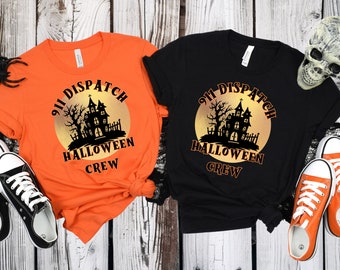 911 Dispatcher Halloween Crew Sweatshirt Emergency Dispatch Sweatshirts Retro Spooky Season Shirt Haunted House Crewneck Pullover Gifts