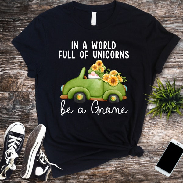 Gnome Shirt Cute Sunflower Spring Gnomes Shirts Unique Inspirational Tshirt Funny Summer Flower Tshirts Mom Girlfriend Friends Coworker Gift