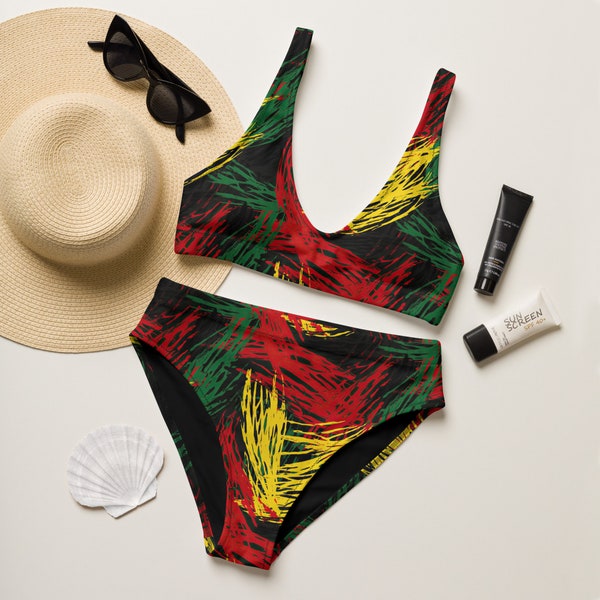 Rasta Bikini, Jamaica Swimsuit, Jamaican Bathing Suit, Reggae String Bikini, Plus Size Swimwear, Travel Vacation Gift