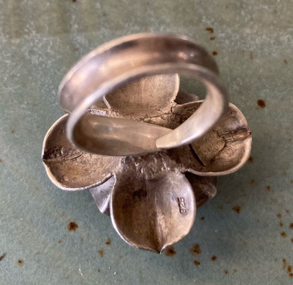 Artisan Hand-forged Rose Sterling Ring - image 9