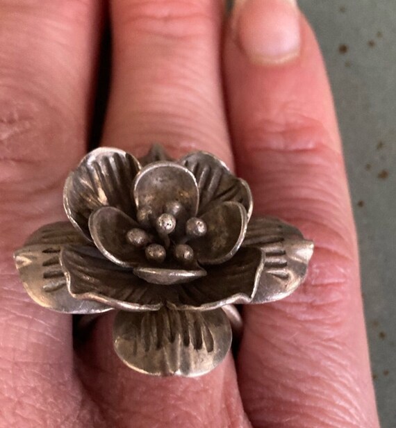 Artisan Hand-forged Rose Sterling Ring - image 8