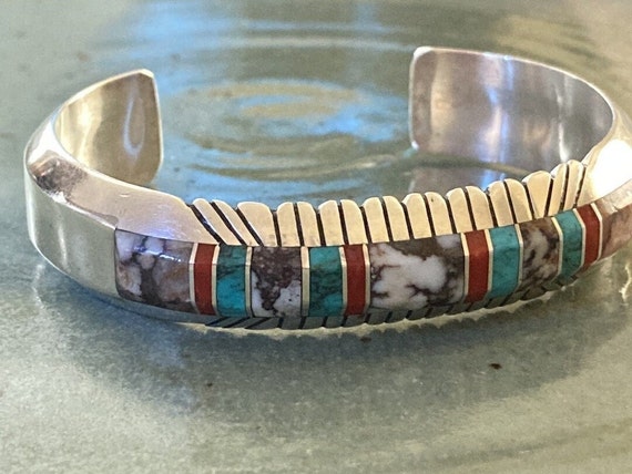 Vintage Navajo Chester Benally Turquoise Ring Channel Inlay