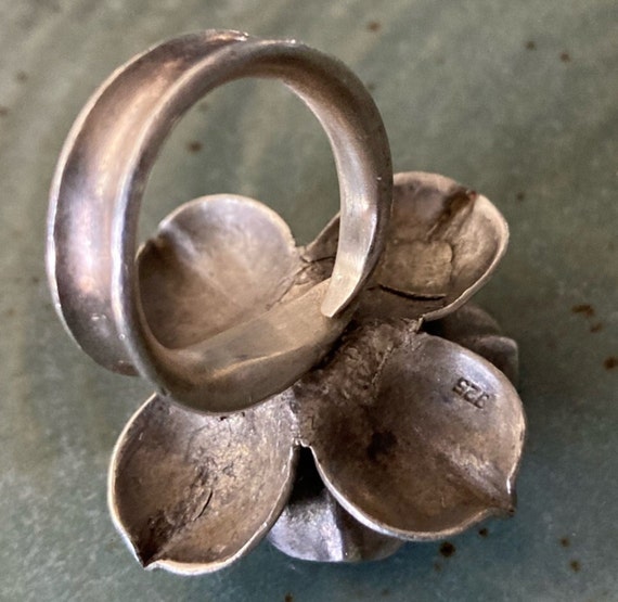 Artisan Hand-forged Rose Sterling Ring - image 6