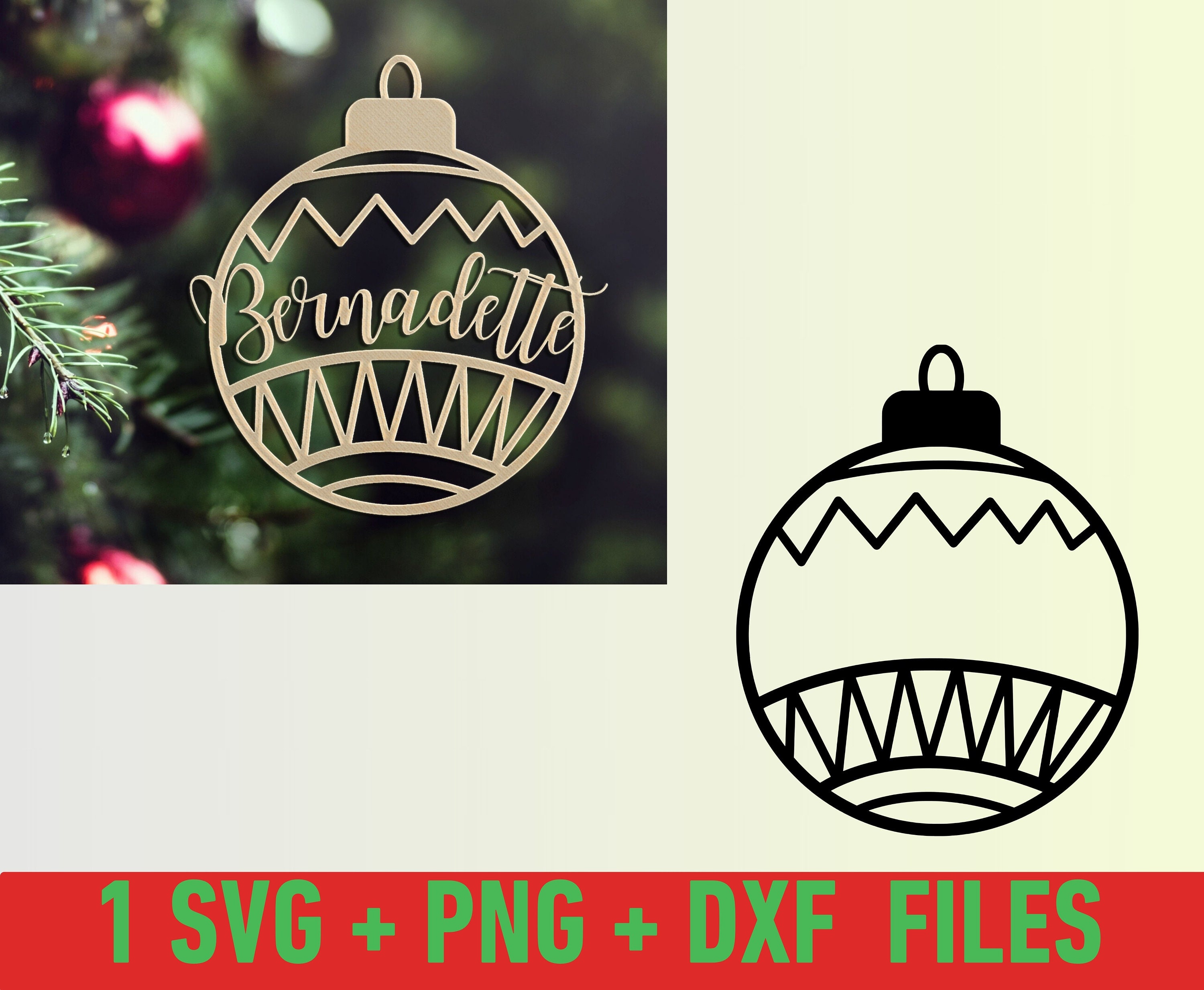 Christmas Svg Png Dxf, Christmas Ornament With Name Svg, Laser Cut File