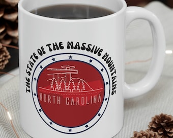 North Carolina State Ceramic Coffee Mugs, North Carolina Gifts, North Carolina Lover, North Caroline Map, Moving to North Carolina, NC State