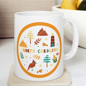 North Carolina State Ceramic Coffee Mugs, North Carolina Gifts, North Carolina Lover, North Caroline Map, Moving to North Carolina, NC State
