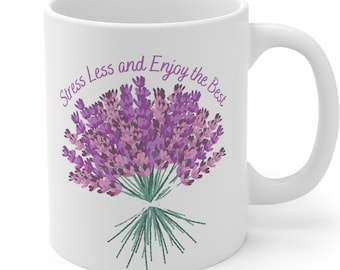 Lavender Ceramic Coffee Mug, Lavender Lover Gift, Pressed Flower Mug, Cute Coffee Mug, Vintage Lavender Mug, Flower Lover Mug, Lavender Gift