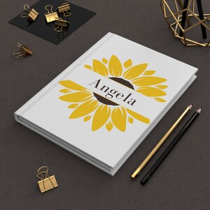 Personalized Notebook, Custom Notebook, Hardcover Notebook, Gift, Sunflower Gifts, Journal with Name, Custom Name Notebook, Flower Notebook