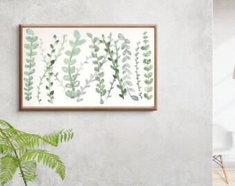 13 X 19 Unframed Watercolor Long Green Leaf Art Print